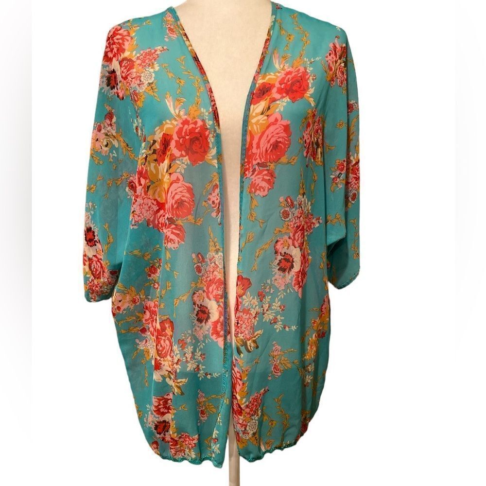 Norte Floral Kimono Sheer Colorful Flowy